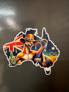 Australian Map Kangaroo Emu Beer Flag Vinyl Sticker - Custom Sizes Available