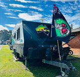 Australian map decal applied to front of caravan wrap