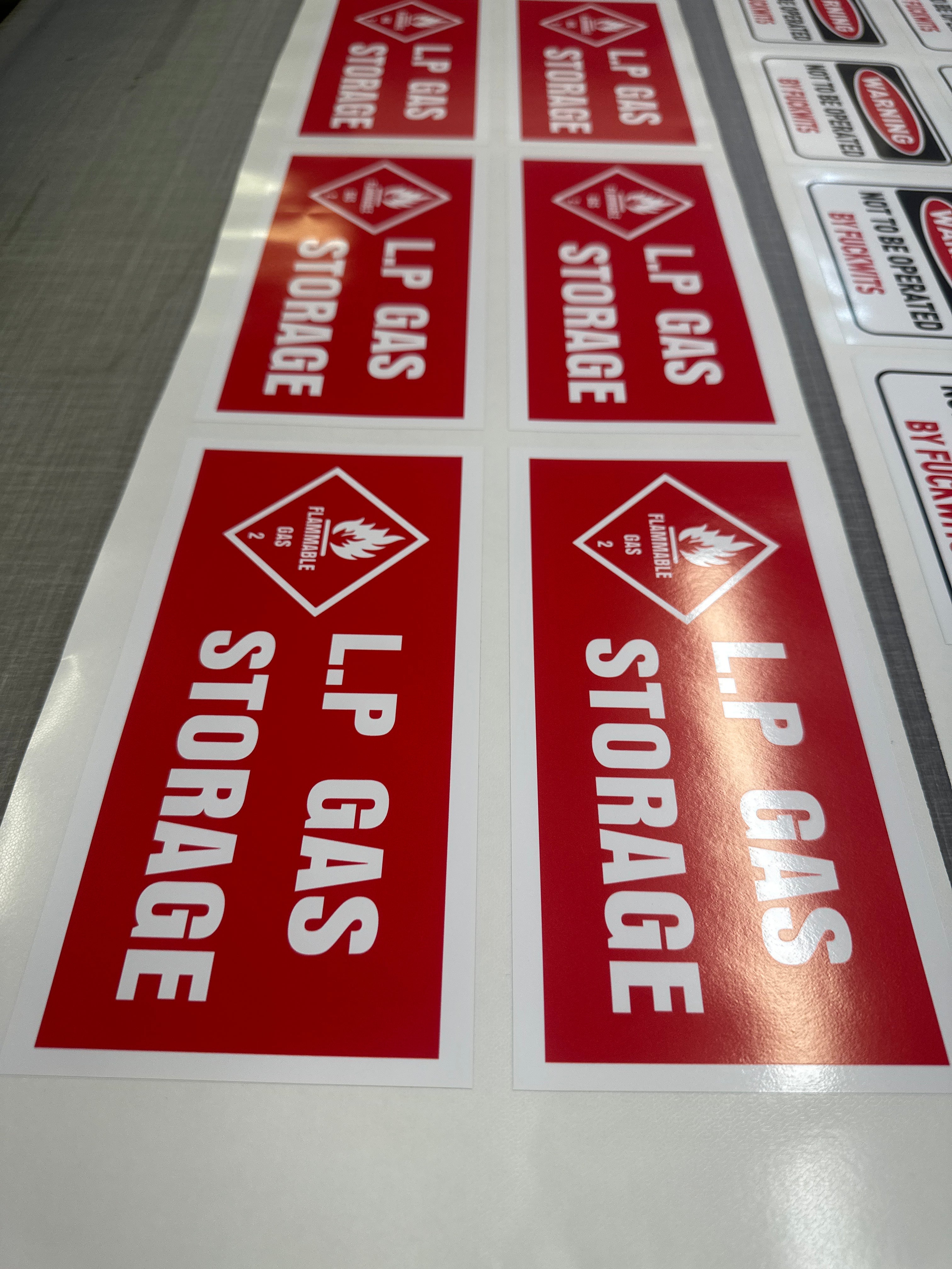 LP Gas sticker decal warning sticker 130mm x 53mm