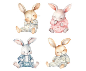 Set of 4 Bunny Rabbits wall sticker decal for kids room baby playroom