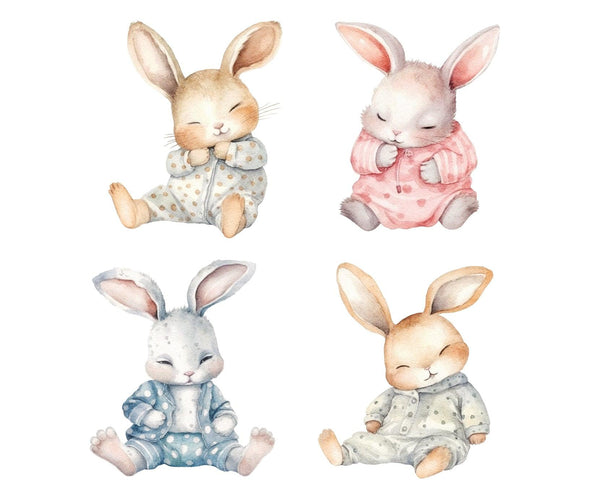 Set of 4 Bunny Rabbits wall sticker decal for kids room baby playroom - Mega Sticker Store