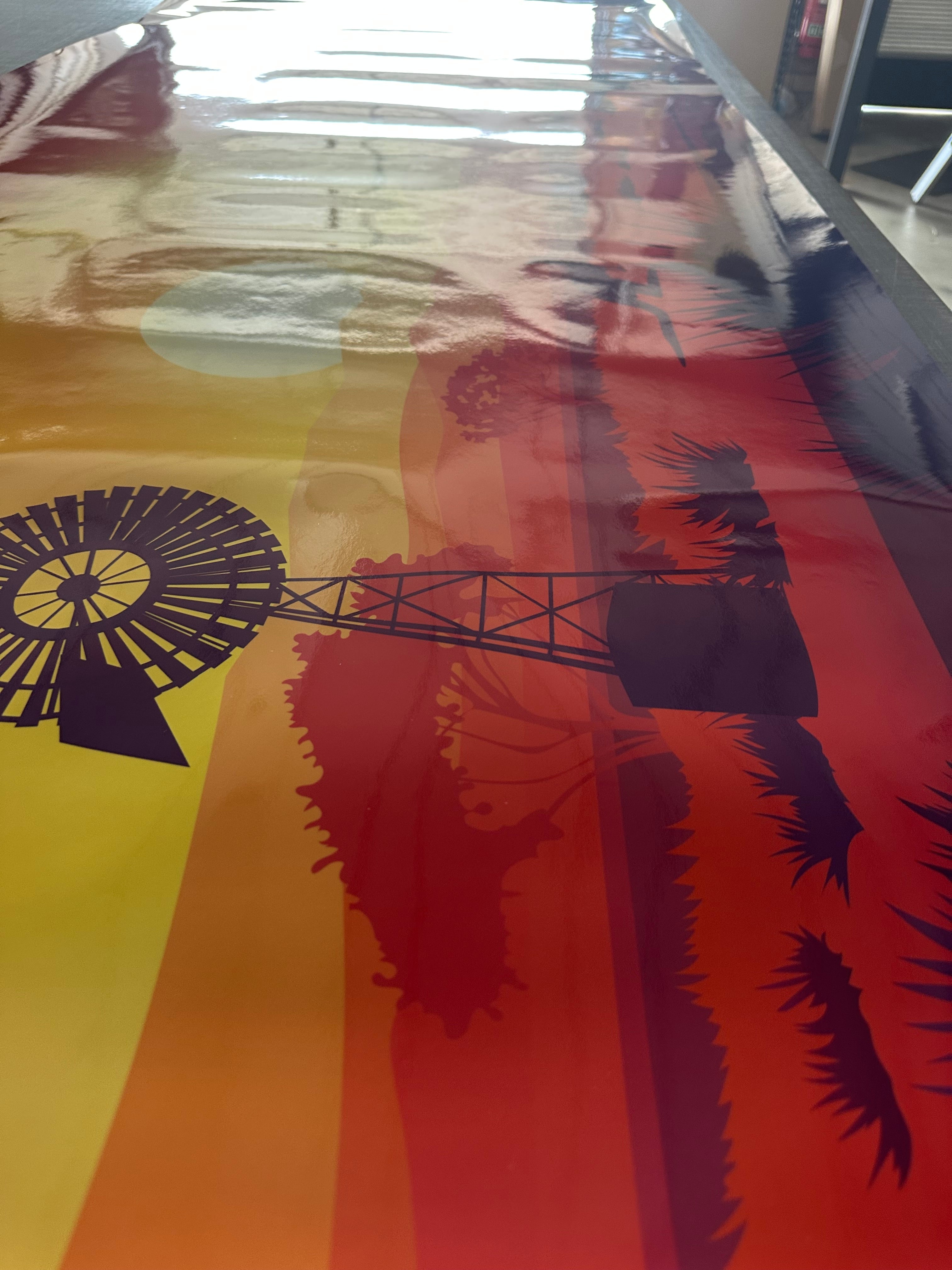 Motorhome wrap print with Australian landscape Kangaroos and windmill - DIY