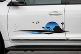 Blue Kangaroo Vehicle Stripes Decal - Windmill Design for Boats, RVs, Campervans, Motorhomes