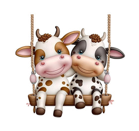 Cute cow wall sticker decal cows on swing
