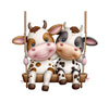 Cute cow wall sticker decal cows on swing - Mega Sticker Store