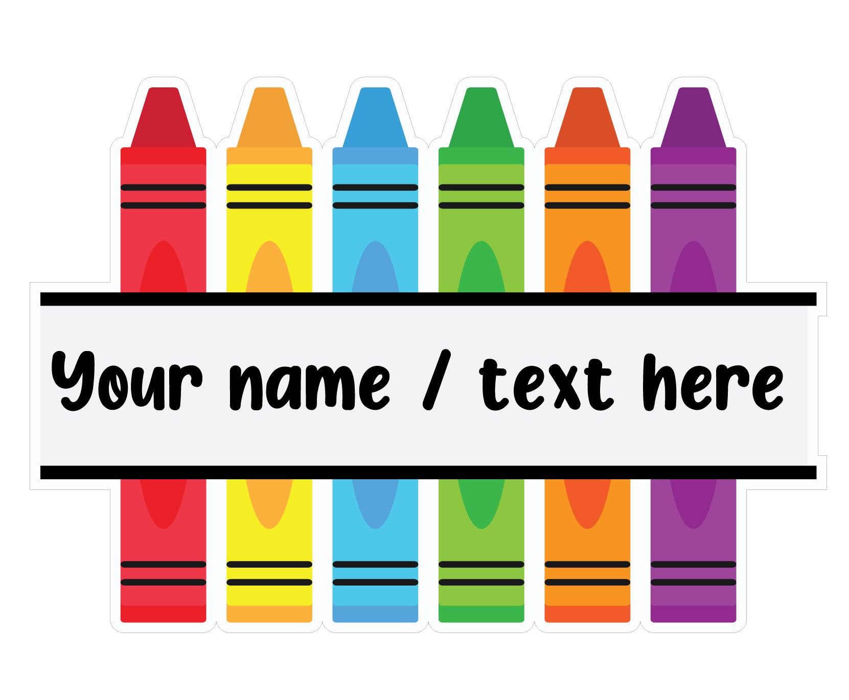 Custom name with Crayons wall sticker decal for kids room classroom playroom - Mega Sticker Store