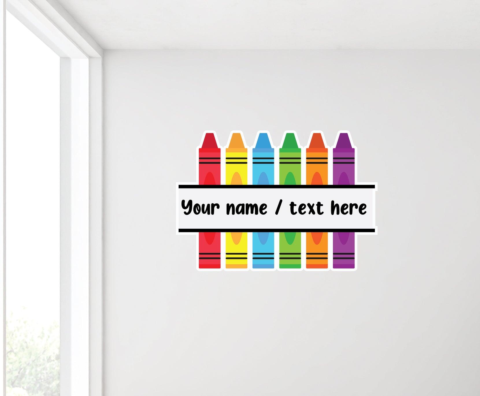 Custom name with Crayons wall sticker decal for kids room classroom playroom - Mega Sticker Store