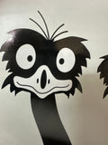 Black and white peeping emu decal stickers for car van motorhome decals