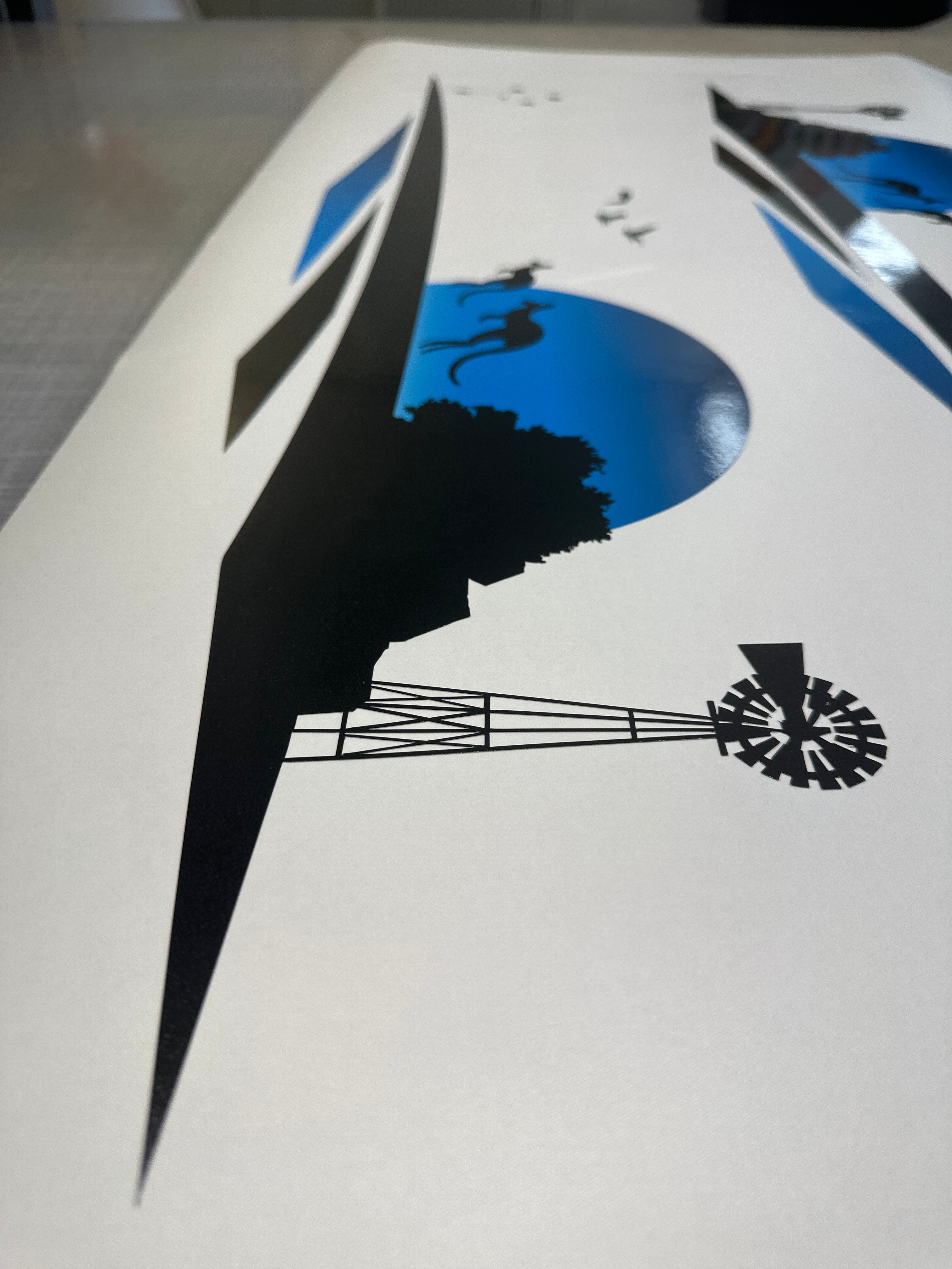 Blue Kangaroo Vehicle Stripes Decal - Windmill Design for Boats, RVs, Campervans, Motorhomes