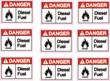 QTY 2 x DANGER DIESEL FUEL WARNING STICKER FLAMMABLE