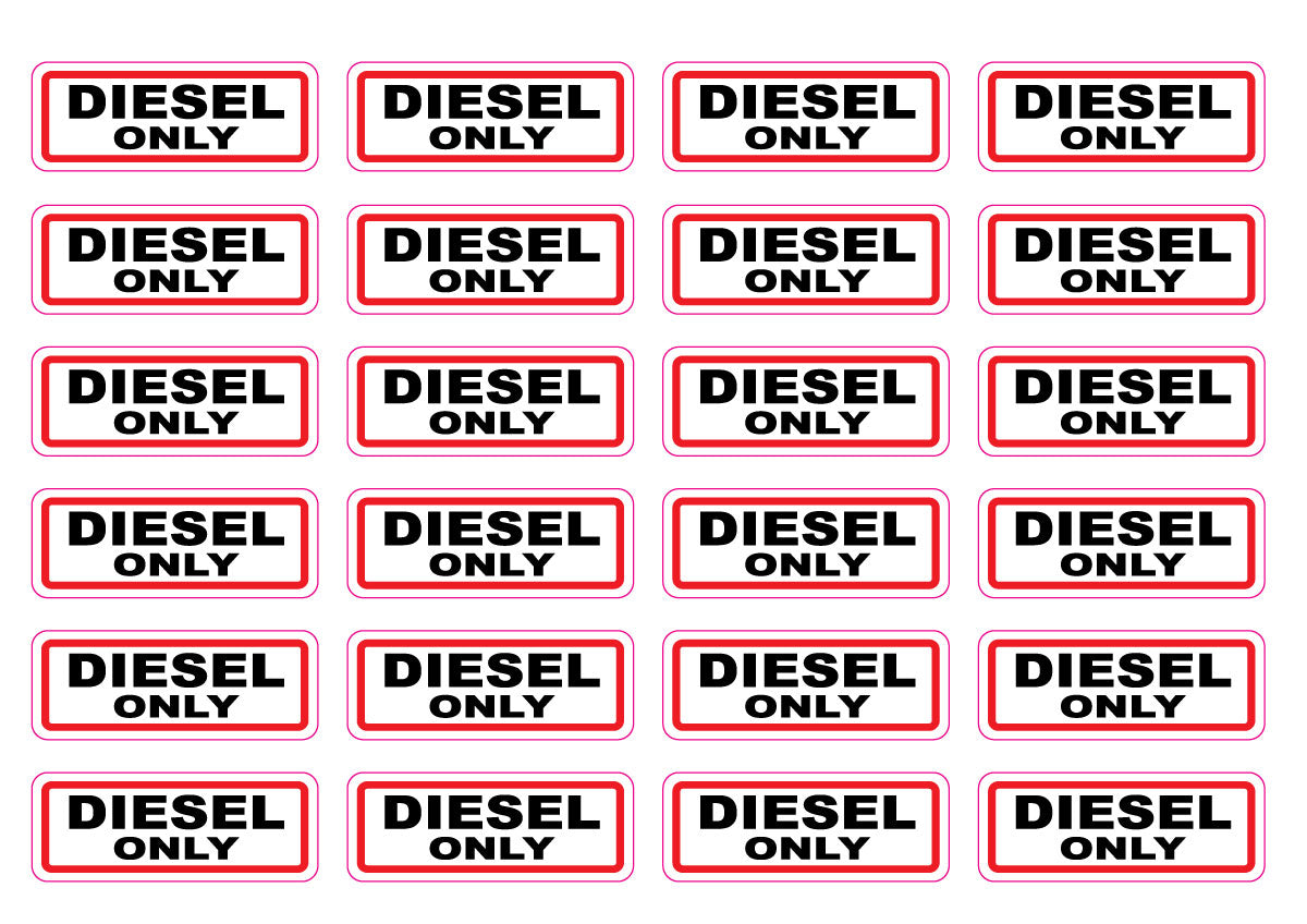 Diesel Only Petrol Fuel Stickers, Red and Black Laminated Decals for Tanks Generators 4 Pack