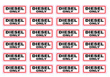 Diesel Only Petrol Fuel Stickers, Red and Black Laminated Decals for Tanks Generators 4 Pack