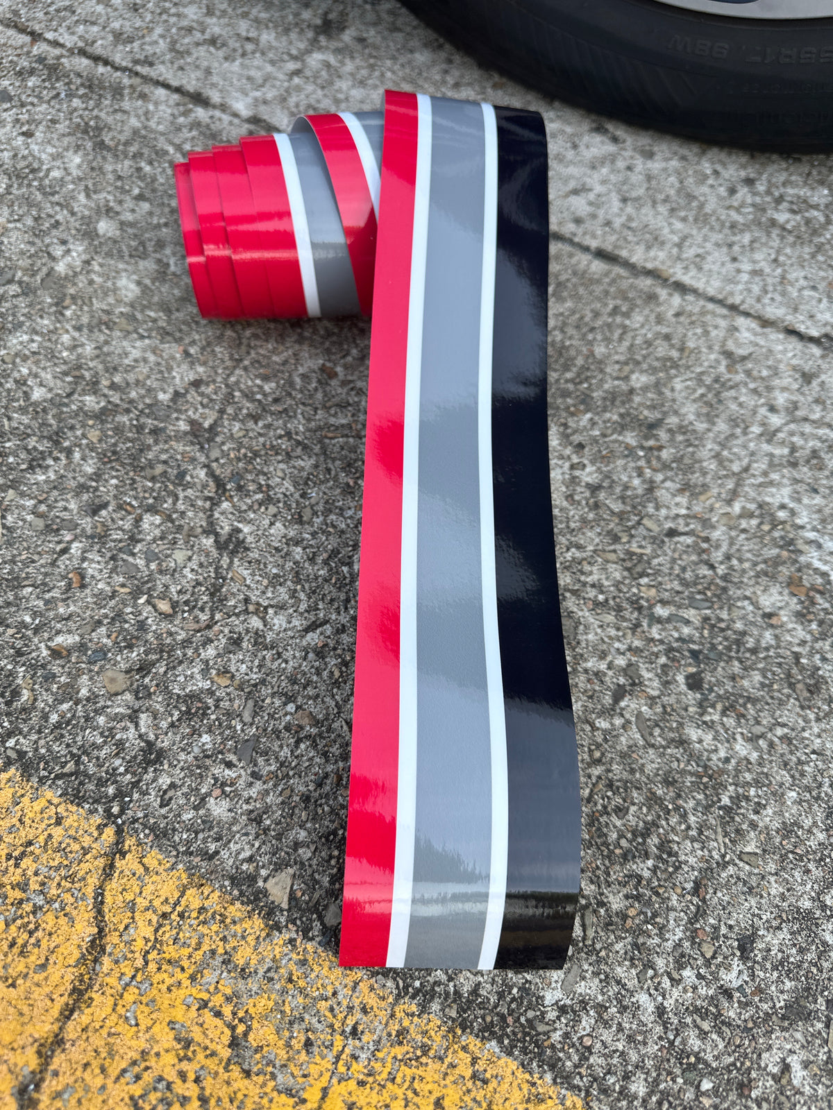 Red Grey Black Pinstripe Vinyl Decal – Waterproof Van Stripe for Campervan, RV, Kombi, Transit | DIY Vehicle Graphics