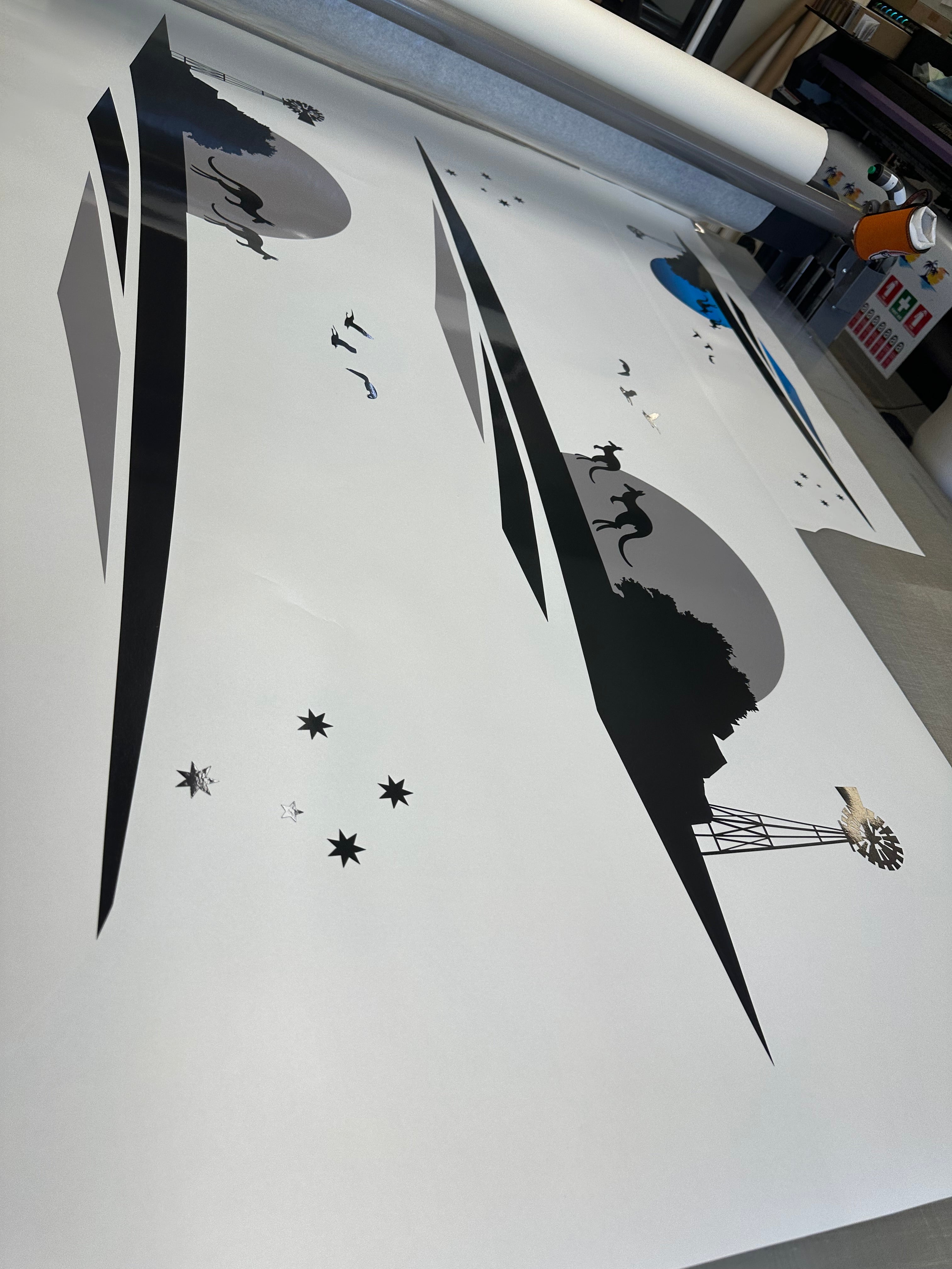 KANGAROO STRIPES WITH WINDMILL AND SOUTHERN CROSS, Boat RV Campervan, Motorhome