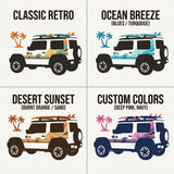 Retro Beach Adventure Decal Kit for Suzuki Jimny – Customisable 4x4 Vinyl Wrap