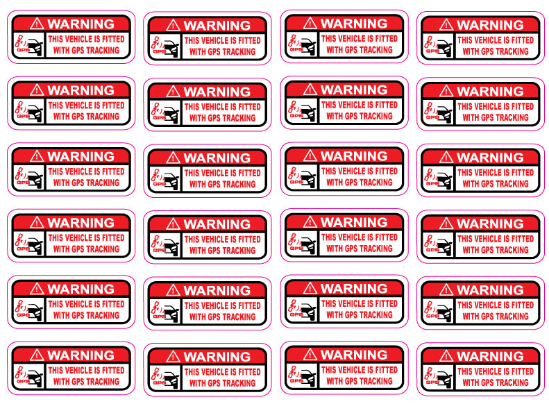 GPS Warning Stickers Pack of 24, 48, 96 Waterproof Gloss Vinyl Security Decals for Vehicles, Fleets, Trades and Campervans, Anti Theft GPS Tracking Label - Mega Sticker Store