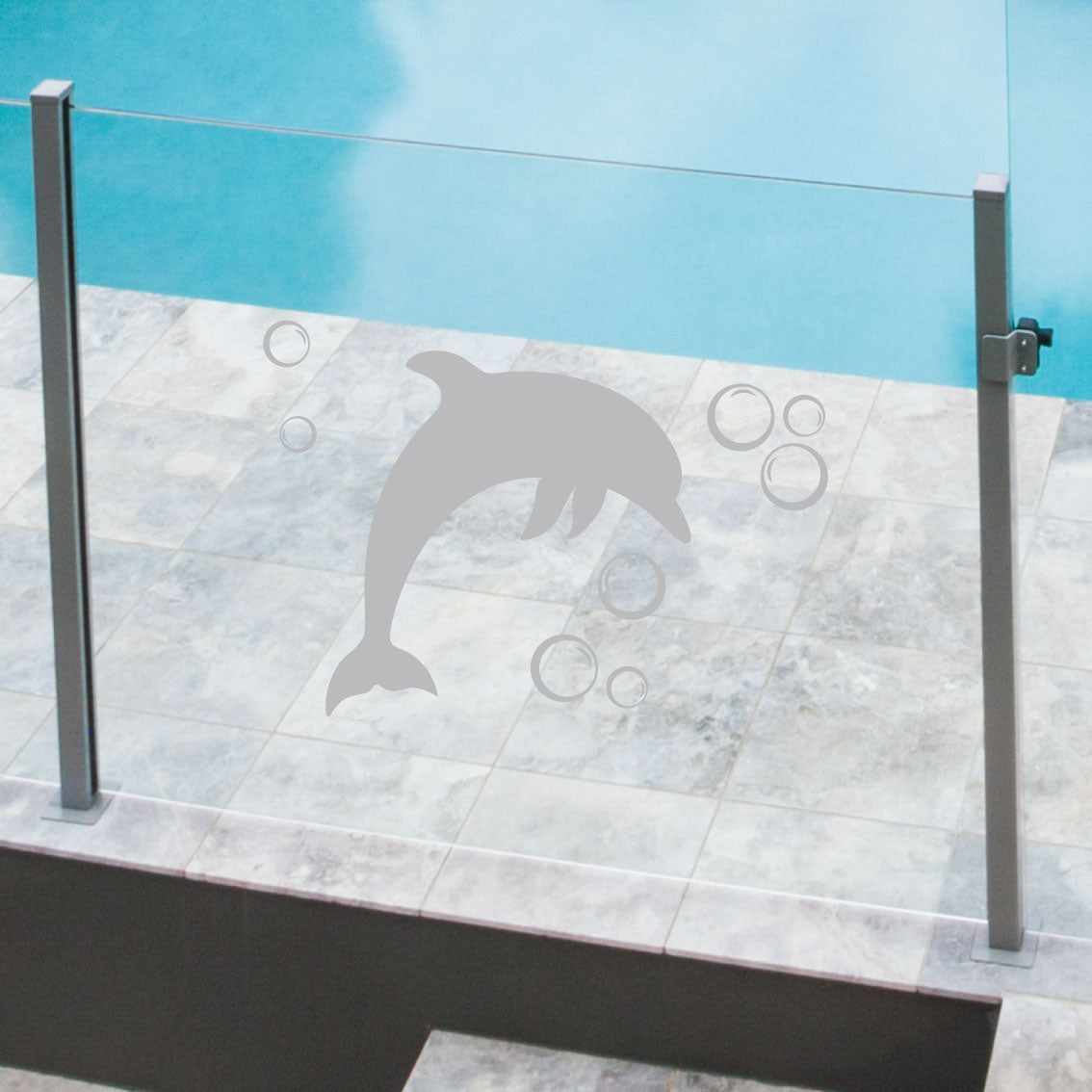 Glass Pool Fence Safety Decals Water bubble and Dolphin