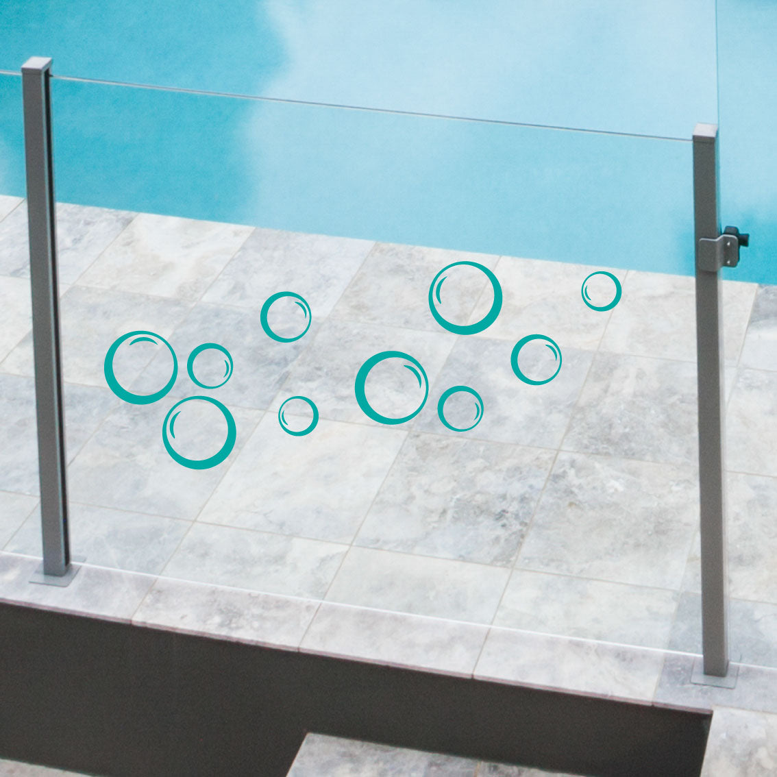 Glass Pool Fence Safety Decals Water bubble design