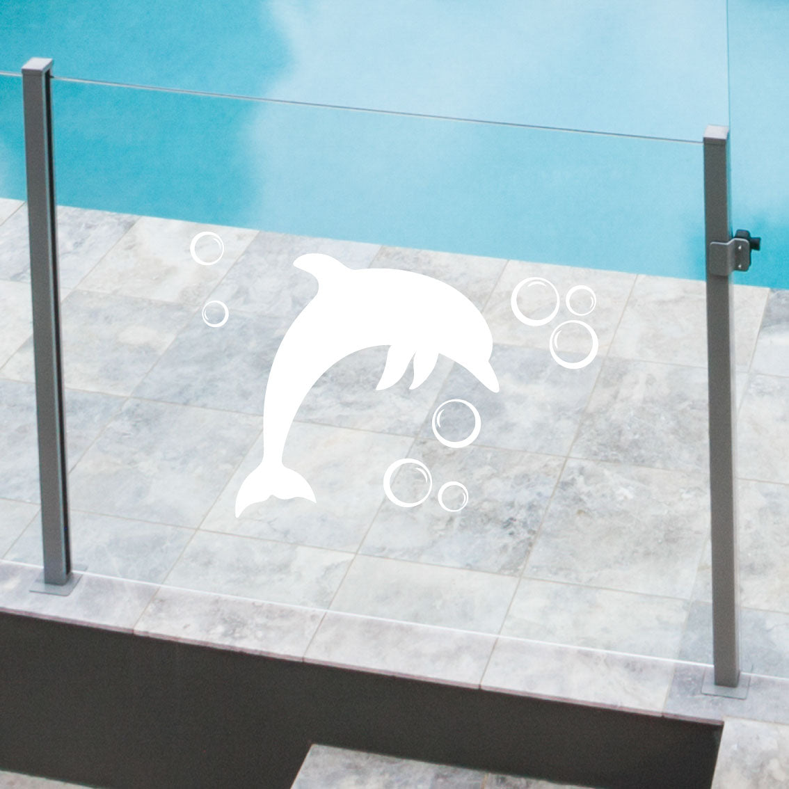 Glass Pool Fence Safety Decals Water bubble and Dolphin