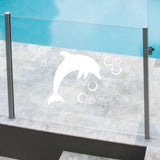 Dolphin & Bubbles Glass Pool Fence Safety Decals – Etched or Colored Stickers for Child Safety & Decoration