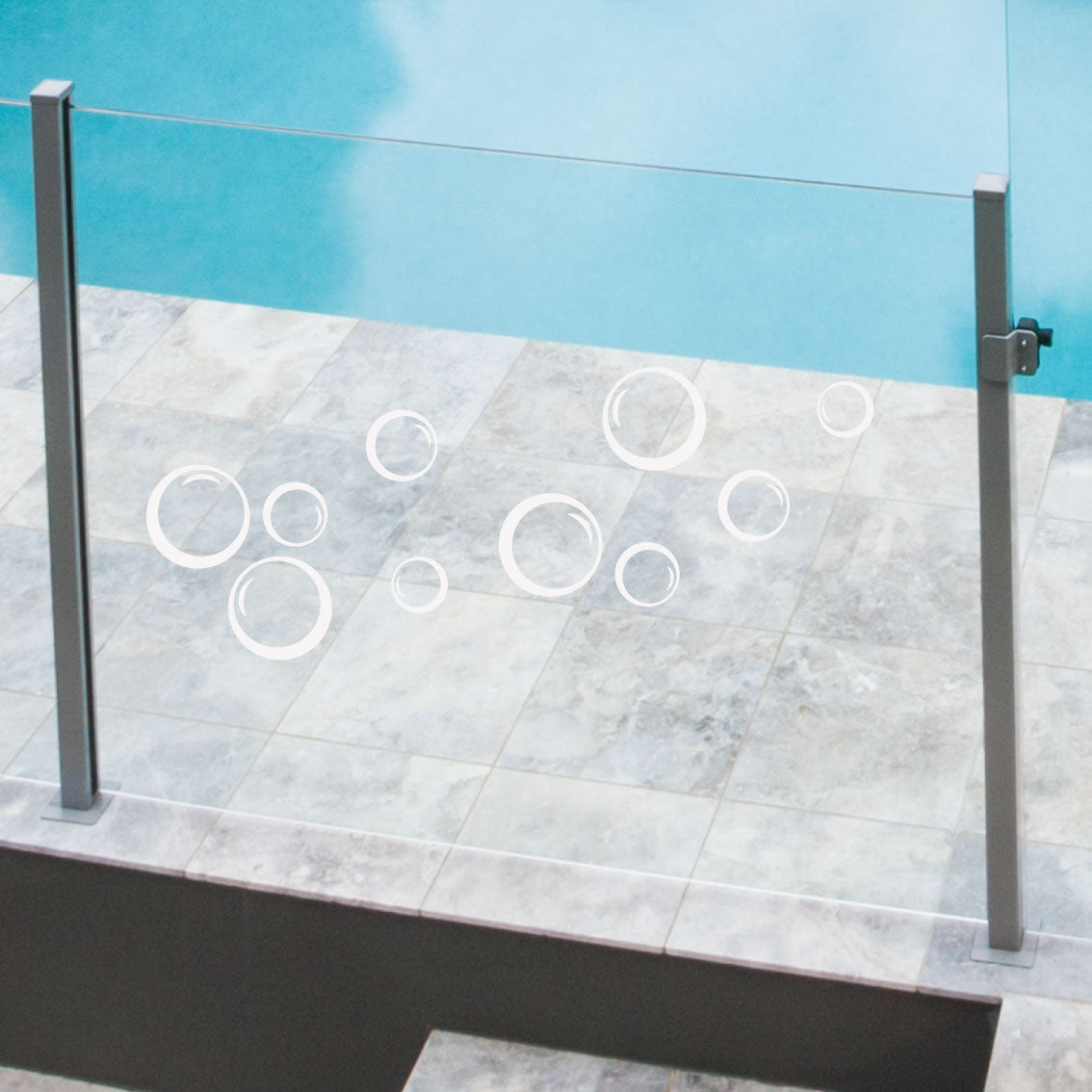 Glass Pool Fence Safety Decals Water bubble design