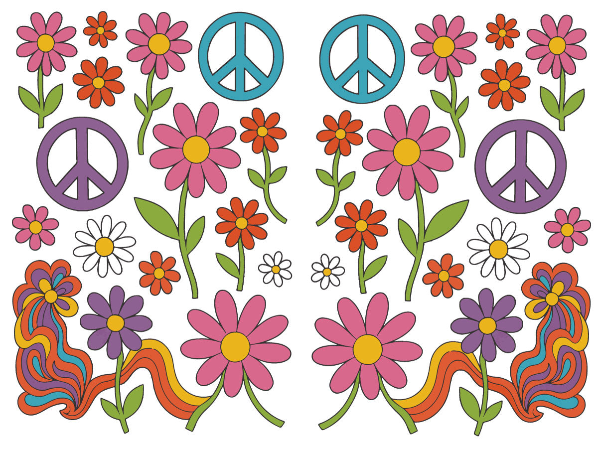 Hippie Flower & Peace Sign Vinyl Decal Stickers for vehicles