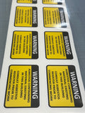 Pack of Asbestos warning stickers vinyl decals