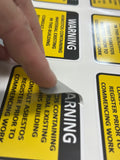 Pack of Asbestos warning stickers vinyl decals