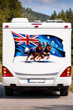 Kelpie Cattle Dog Vinyl Decal, Australian Flag Dog Car Window Sticker, Full Colour Vehicle Decal