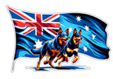 Kelpie Cattle Dog Vinyl Decal, Australian Flag Dog Car Window Sticker, Full Colour Vehicle Decal