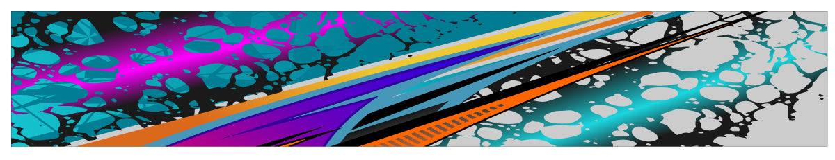 Motorhome wrap print vinyl modern lightening design in pink purple yellow and blue abstract design