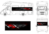 Motorhome wrap print vinyl red and black abstract grunge design- DIY