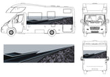 Motorhome wrap print vinyl modern design in black and grey camo pattern