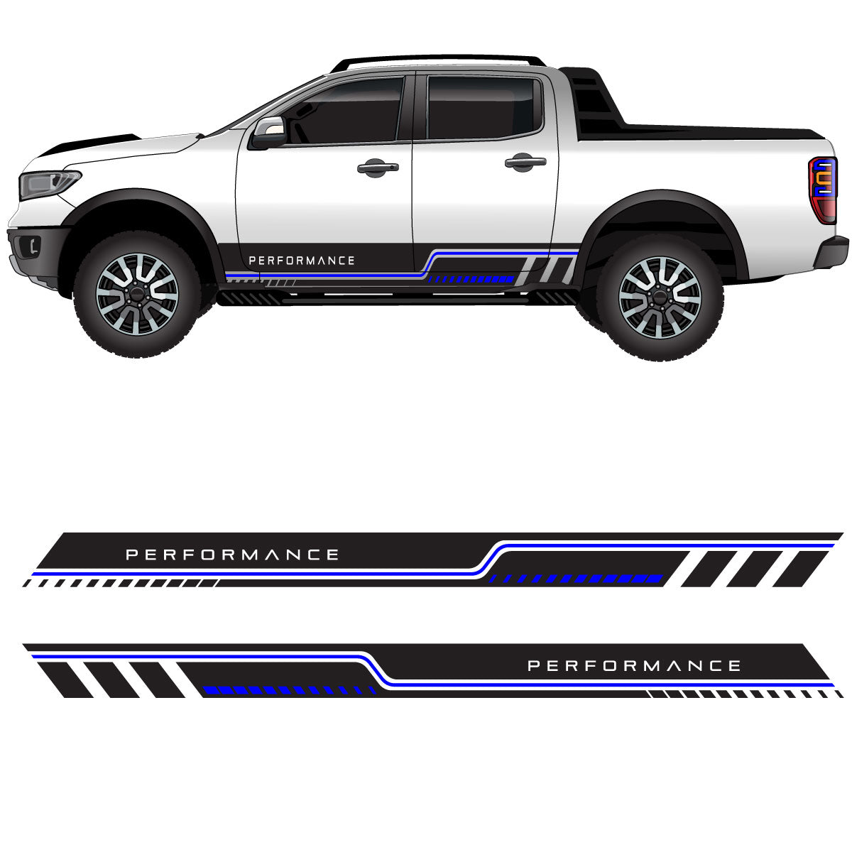 Vinyl Decal Stripe Performance 4wd ute side stripe body kit