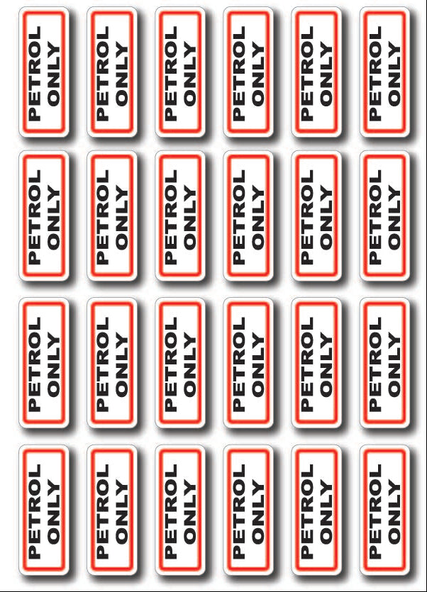 Petrol Only Sticker, Fuel Type Vinyl Decal for Vehicles and Machinery, Unleaded Fuel Identification Label 65mm x 25mm