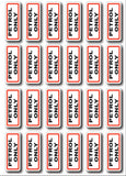 Petrol Only Sticker, Fuel Type Vinyl Decal for Vehicles and Machinery, Unleaded Fuel Identification Label 65mm x 25mm