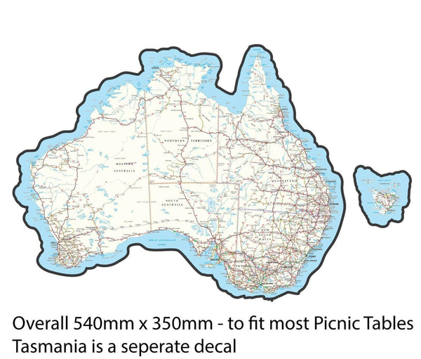 Picnic table road map Australia motorhome camper caravan decal - Mega Sticker Store