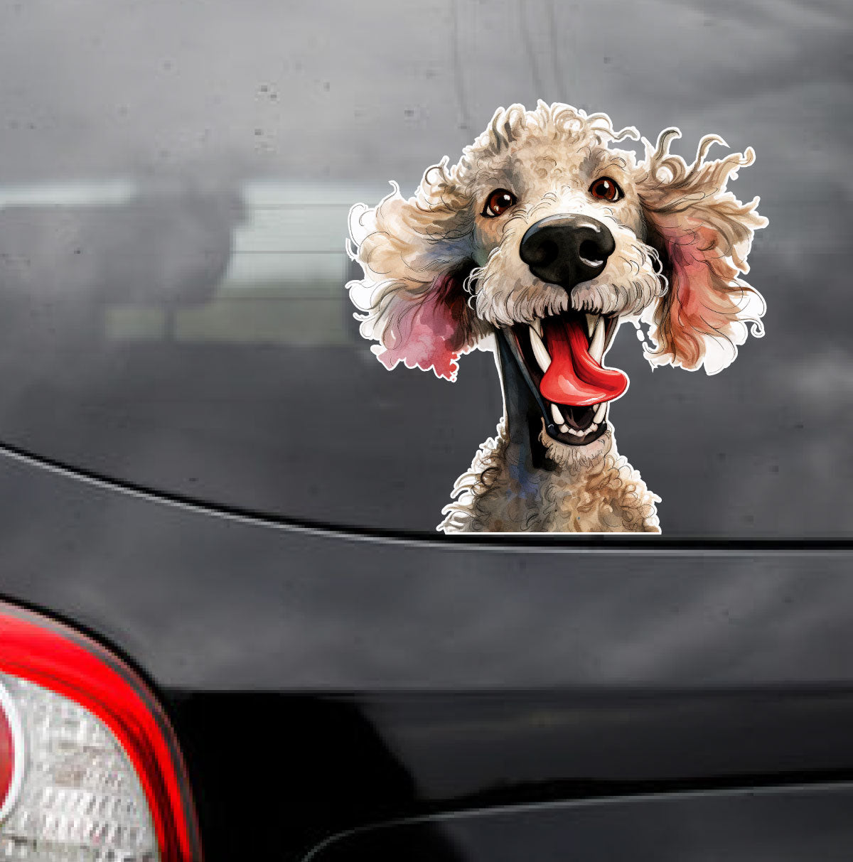 peeking poodle car sticker decal