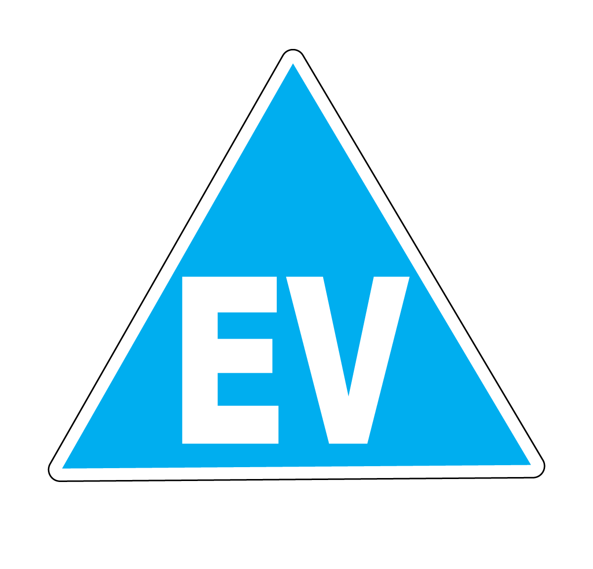 A blue triangular sticker with the letter 'EV' in the center, indicating a quantity of 32 and a size of 35mm.