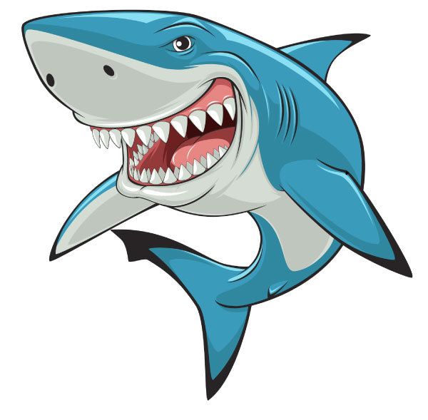 SMILING SHARK STICKER DECAL 300mm Funny Great White Car Boat 4WD Laptop Vinyl Graphic