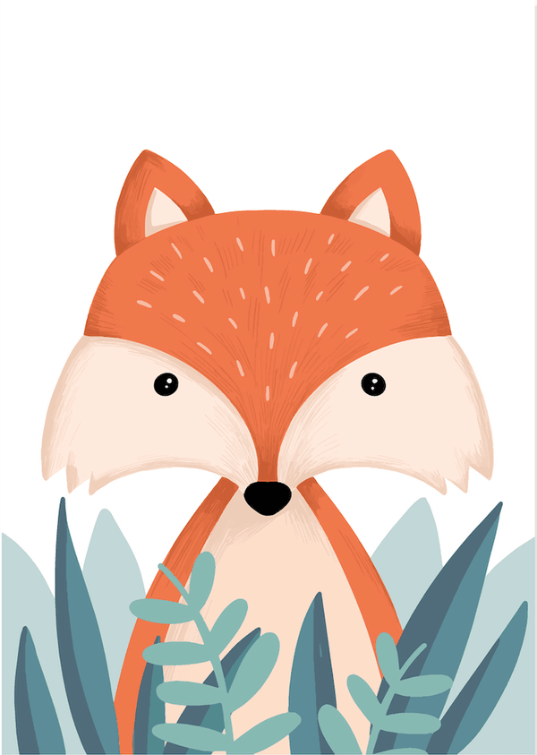 Kids Poster Cute Fox Wallpaper design! - Mega Sticker Store