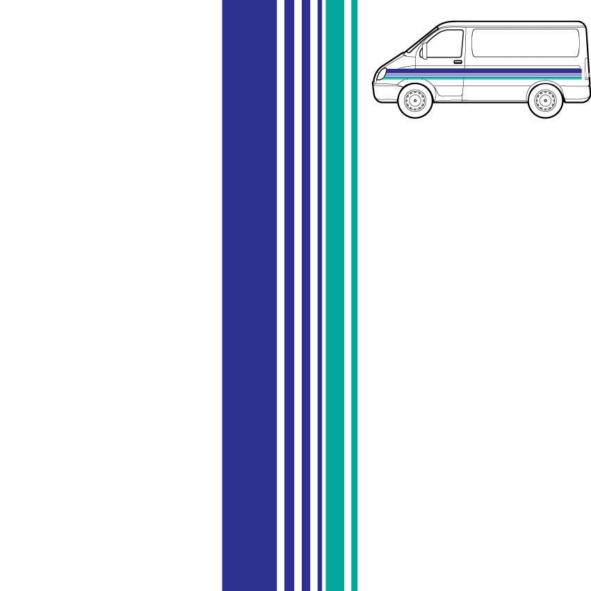 Side Stripe for Van - Retro Style Pinstripe in Teal and Blue Vinyl Sticker Decal