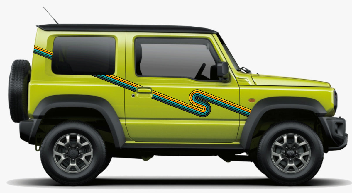 Suzuki Jimny Retro Decals, Custom Jimny Stripe Kit, Aftermarket Vinyl Side Graphics, 4x4 Styling Decal, Vehicle Custom Upgrade