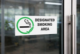 3 x 3Designated Smoking Area Sticker Sign, Vinyl Smoking Zone Decal for Doors &amp; Windows