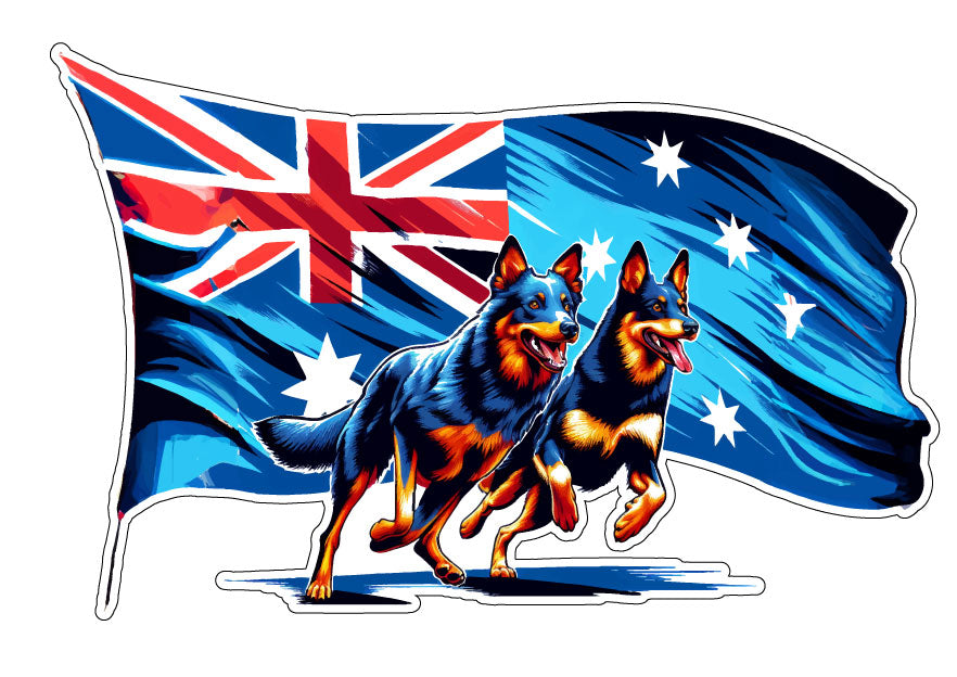 Vehicle sticker decal Kelpie cattle dog Australian Flag dog car  window laptop