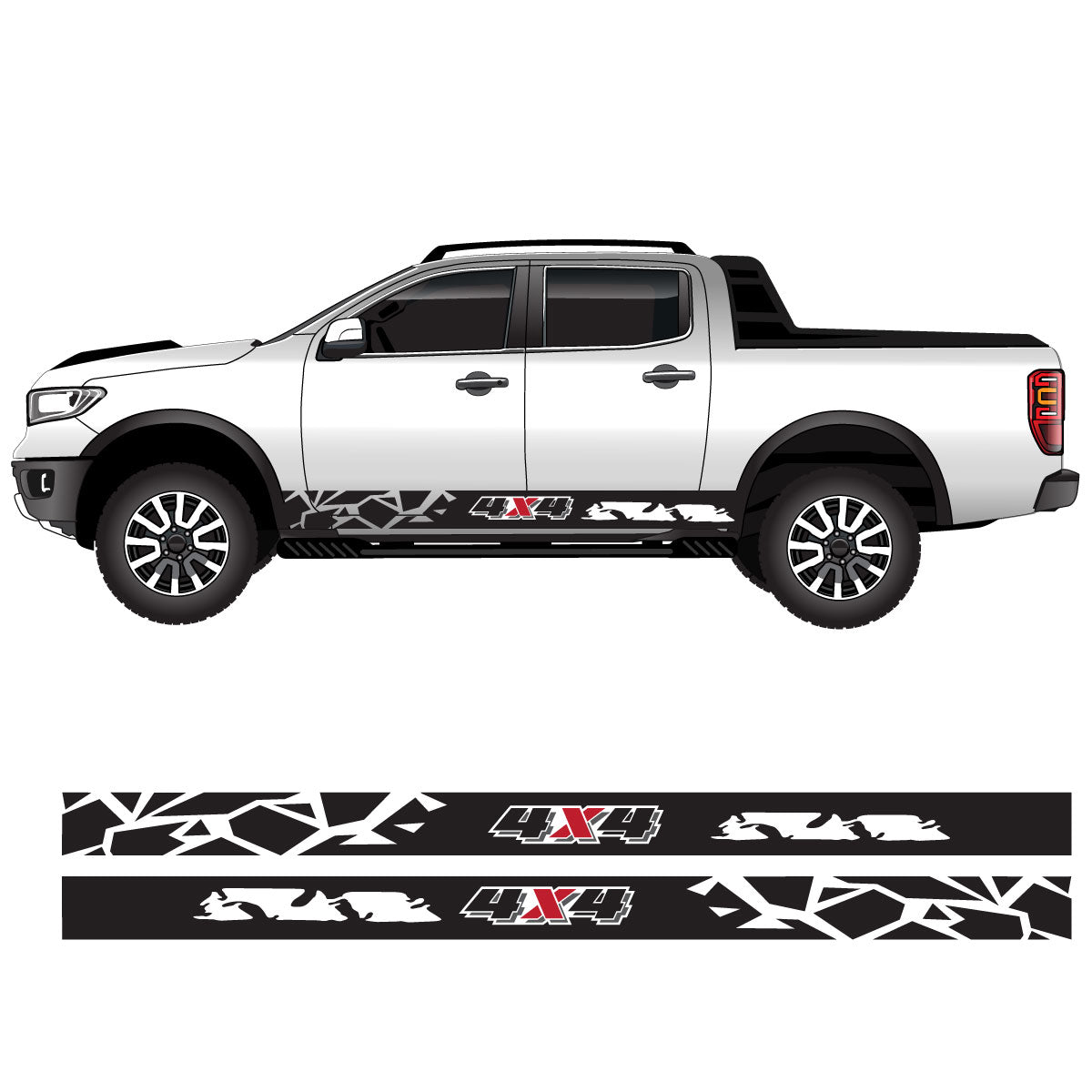 Vinyl Pinstripe 4wd ute side stripes body kit decals custom size mud tyre design