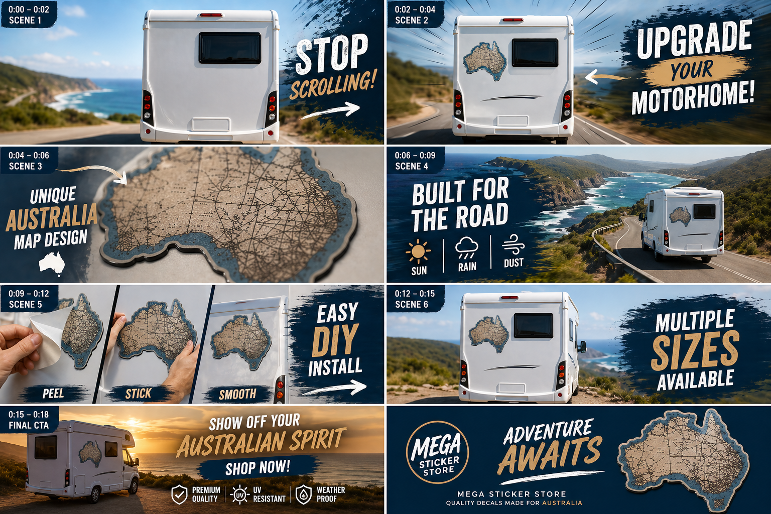 Large Map Australia Motorhome decal detailed Road Map Sticker Decal