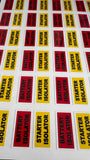 Battery Isolator & Starter Isolator Warning Stickers – 48 Pack
