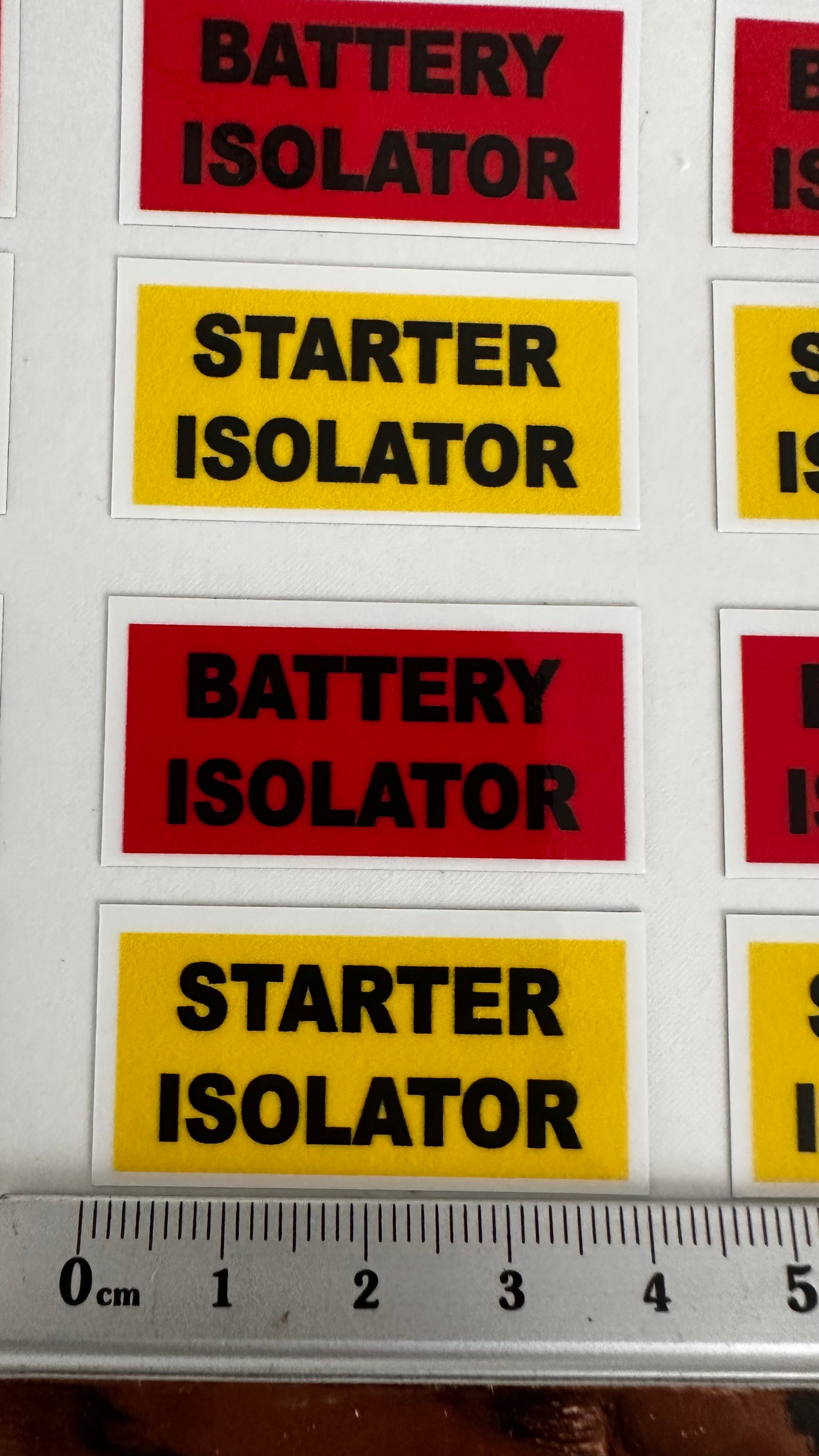 Battery Isolator & Starter Isolator Warning Stickers – 48 Pack