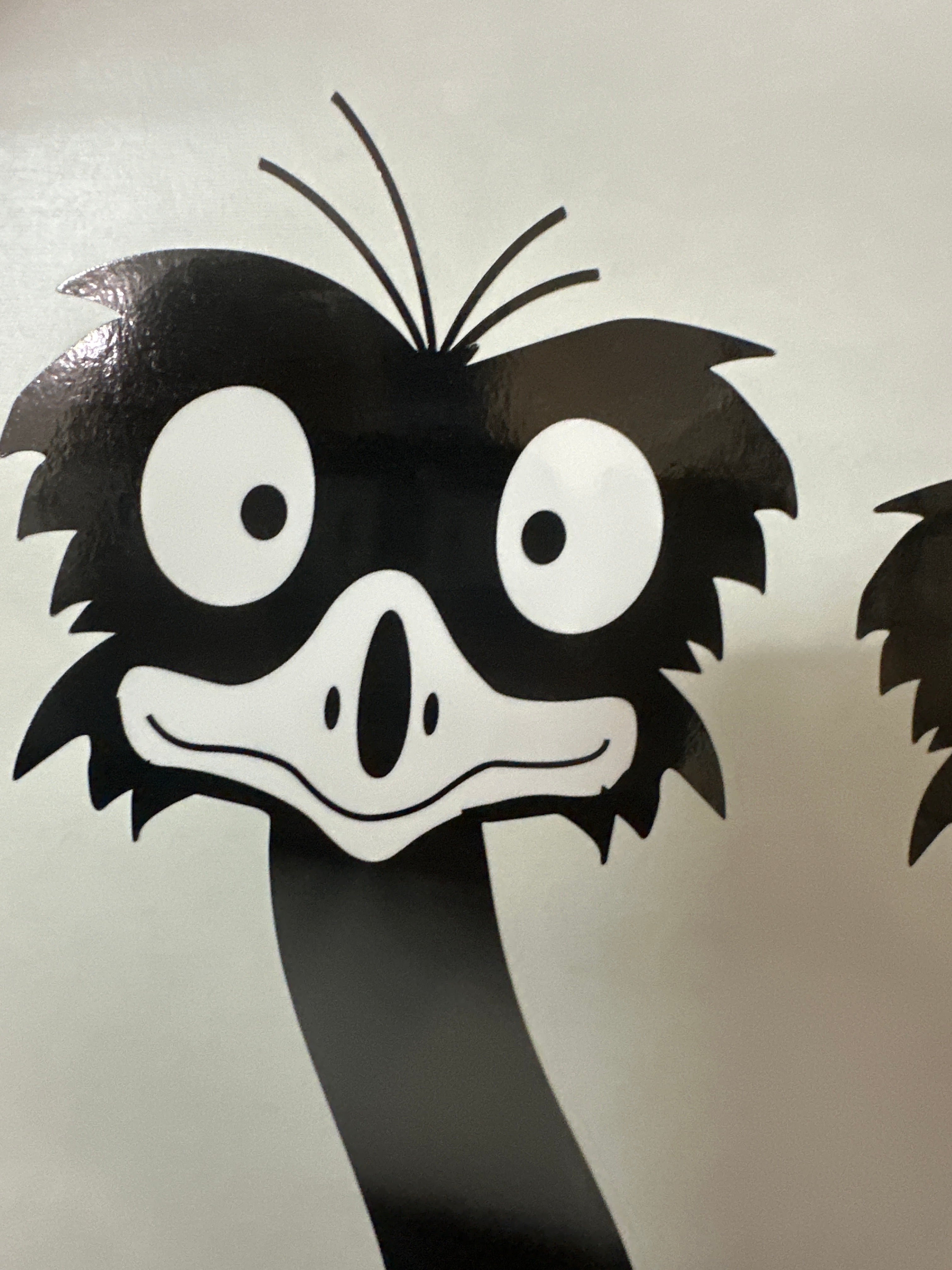 close up of Peeping Emu Decal Sticker